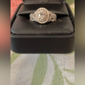 Wedding and engagement set. Round diamonds, white gold. Approx 1.5 carat total.